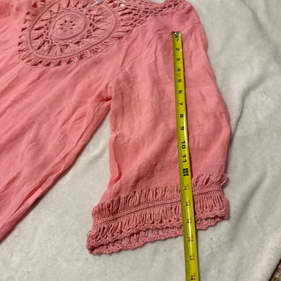 ELMOTAHEDA Orange Sarong with Fringe and Flowy Design - Picture 3 of 6